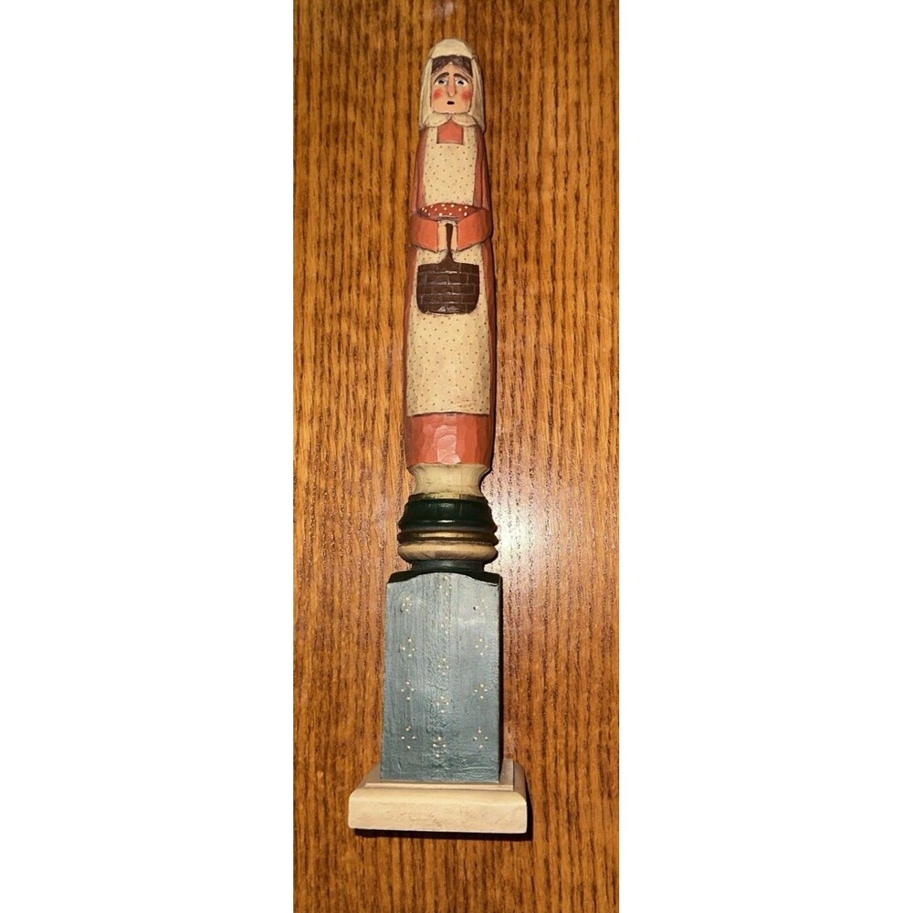 Lori Miller Whispering Pine Carving Spindle Pilgrim Woman Figurine 2006